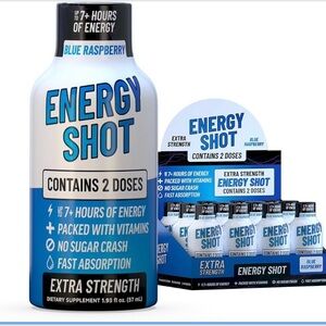 New In Sealed Box ⚡️12 Pack⚡️ Blue Raspberry Extra Strength Energy Shots